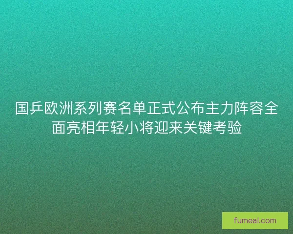 国乒欧洲系列赛名单正式公布主力阵容全面亮相年轻小将迎来关键考验